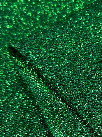 Lurex Stretch Knit - Green Sparkle - 155cm