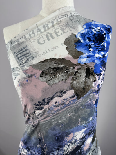 Printed Lycra - Script Garden - 148cm