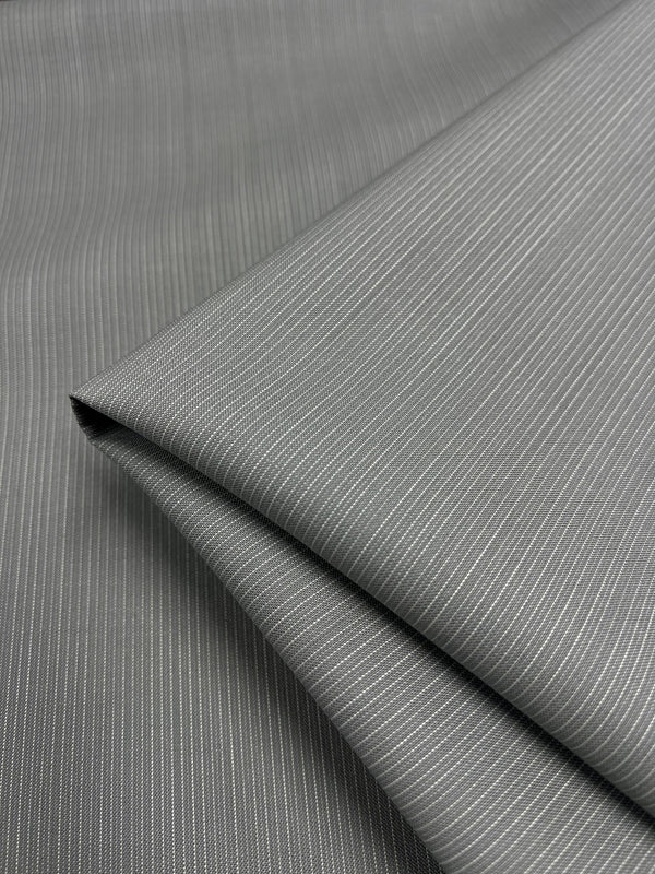 Merino Wool Suiting - Gray & White Stripe - 155cm