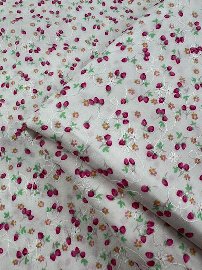 Emroidered Printed Cotton - Posy - 112cm