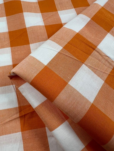 Printed Cotton Gingham - Orange - 112cm